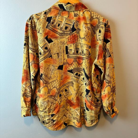 Rare! Jour Ferie Vintage Button Down Blouse Classy Academia Womens Bold - Picture 2 of 4